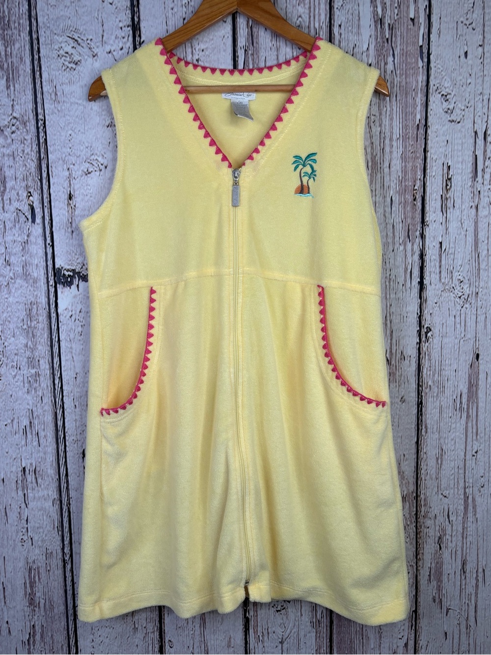 Jasmine Rose Intimates Vintage Terry Cloth Zip-Up Beach Cover Up Robe Large